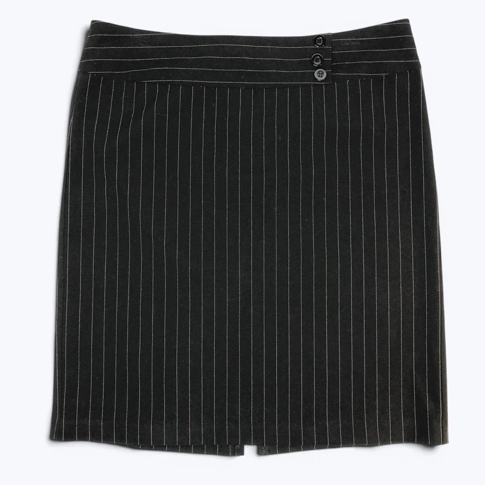 Vintage My‎ Michelle Pink Pinstripe Skirt Black Office Career Y2K Sz 7